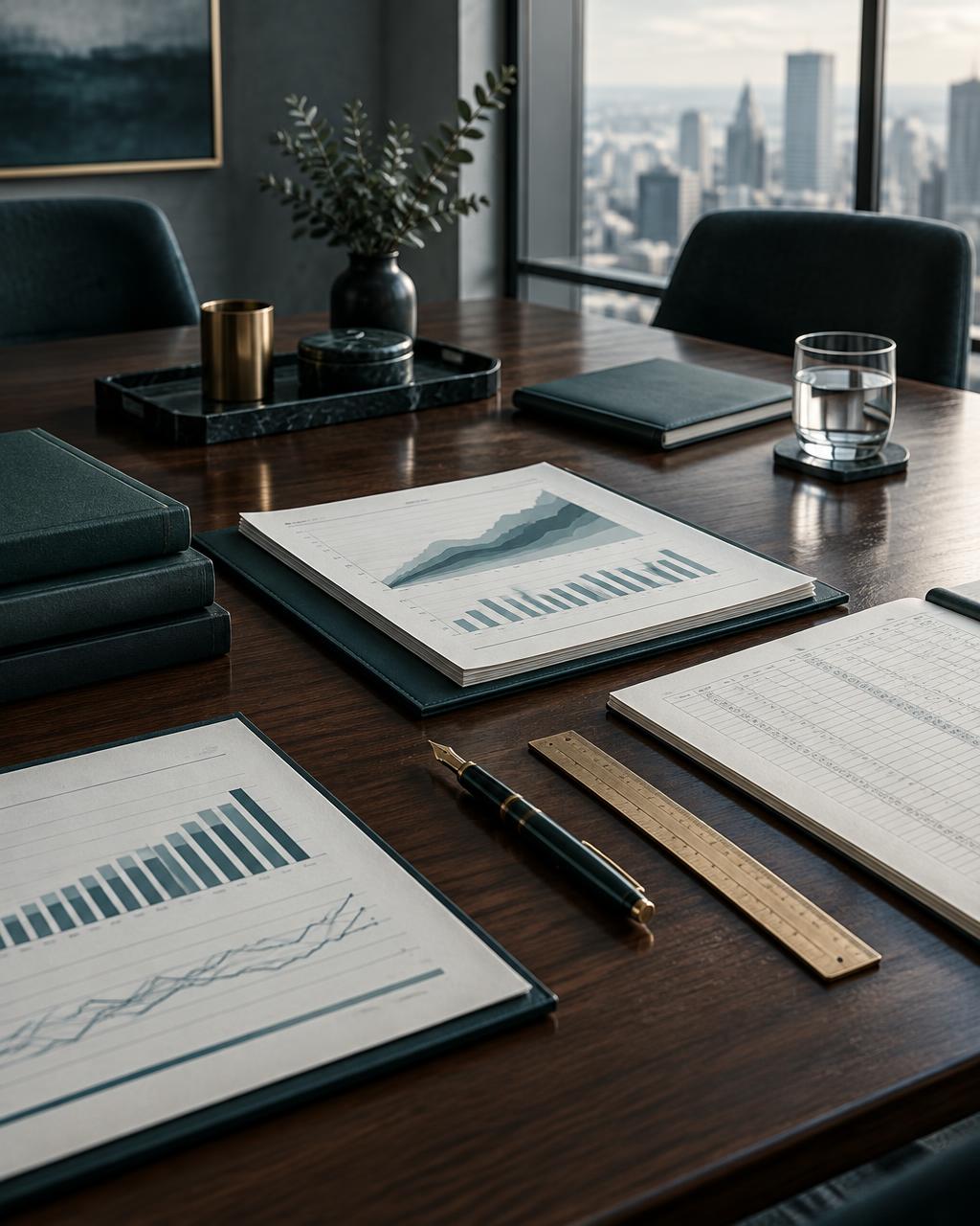 Financial reports arranged for a business advisory review